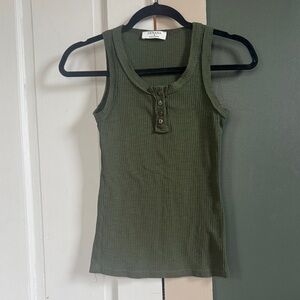 Zenana Outfitters Olive Ribbed Tank Top